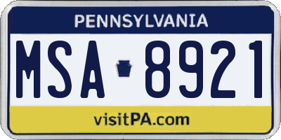 PA license plate MSA8921