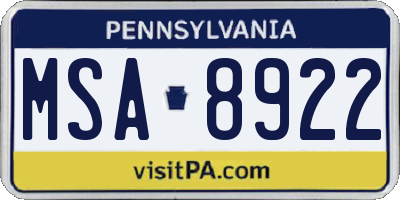PA license plate MSA8922