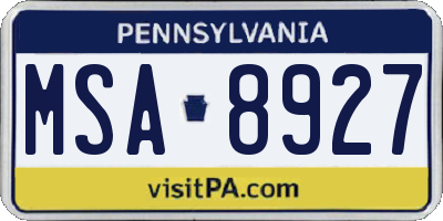 PA license plate MSA8927