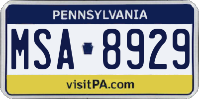PA license plate MSA8929
