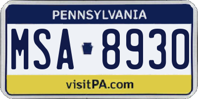 PA license plate MSA8930