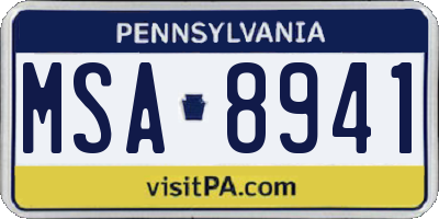PA license plate MSA8941