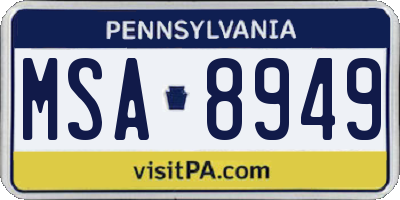 PA license plate MSA8949