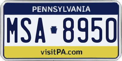 PA license plate MSA8950