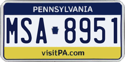 PA license plate MSA8951