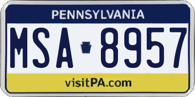 PA license plate MSA8957
