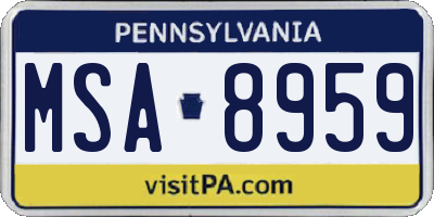 PA license plate MSA8959