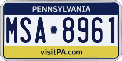 PA license plate MSA8961