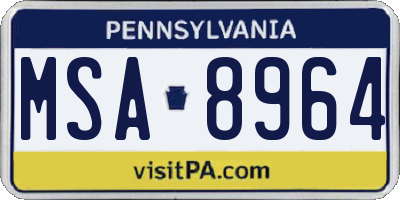 PA license plate MSA8964