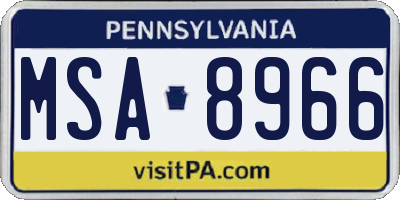 PA license plate MSA8966