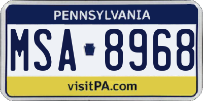 PA license plate MSA8968