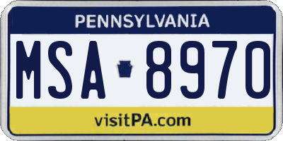 PA license plate MSA8970