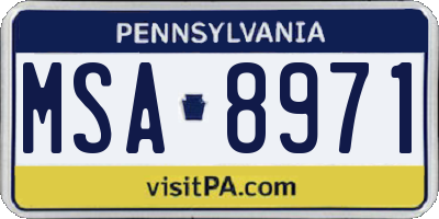 PA license plate MSA8971