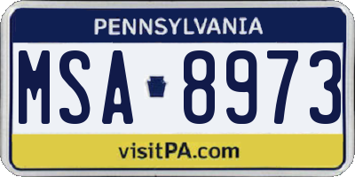 PA license plate MSA8973