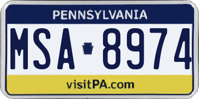 PA license plate MSA8974