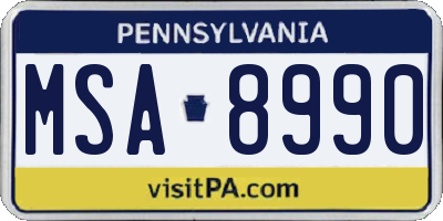 PA license plate MSA8990