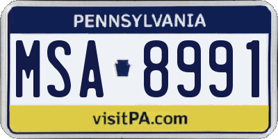 PA license plate MSA8991