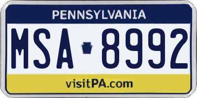 PA license plate MSA8992