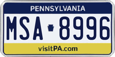 PA license plate MSA8996