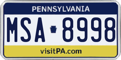 PA license plate MSA8998