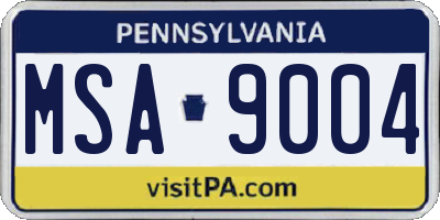 PA license plate MSA9004