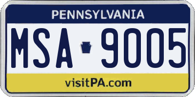 PA license plate MSA9005