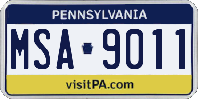 PA license plate MSA9011