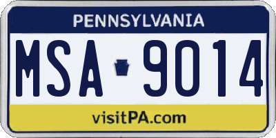 PA license plate MSA9014
