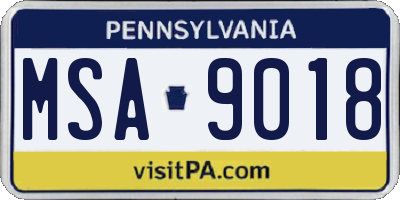 PA license plate MSA9018