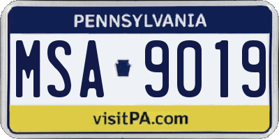 PA license plate MSA9019