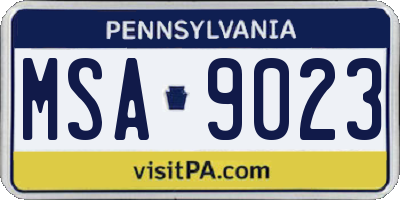 PA license plate MSA9023