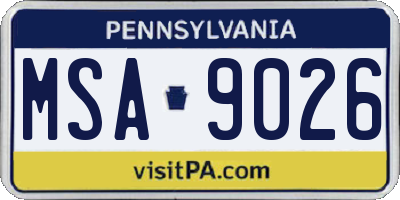PA license plate MSA9026