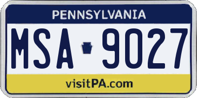 PA license plate MSA9027