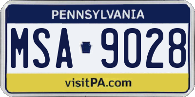 PA license plate MSA9028