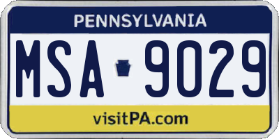 PA license plate MSA9029