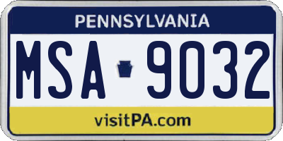 PA license plate MSA9032