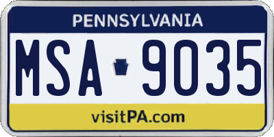 PA license plate MSA9035