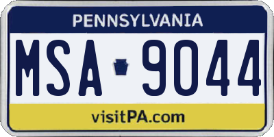 PA license plate MSA9044