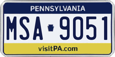 PA license plate MSA9051
