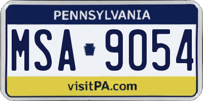 PA license plate MSA9054