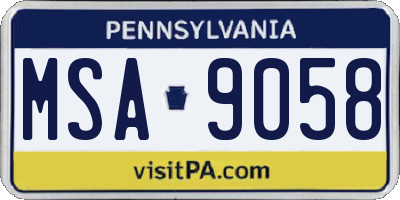 PA license plate MSA9058