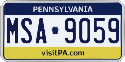 PA license plate MSA9059