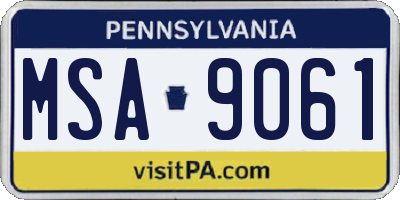 PA license plate MSA9061