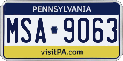 PA license plate MSA9063