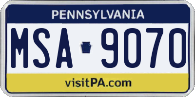 PA license plate MSA9070