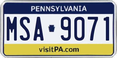 PA license plate MSA9071