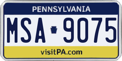 PA license plate MSA9075