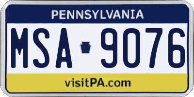 PA license plate MSA9076