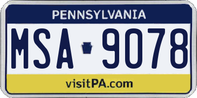 PA license plate MSA9078