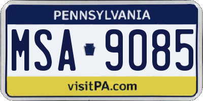 PA license plate MSA9085